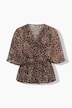 Chiffon-Bluse, Leomuster, Cape-Optik, V-Ausschnitt