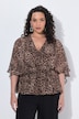 Chiffon-Bluse, Leomuster, Cape-Optik, V-Ausschnitt