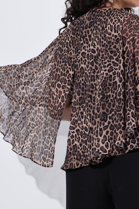 Chiffon-Bluse, Leomuster, Cape-Optik, V-Ausschnitt