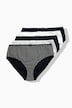 Midislips, 5er-Pack, Muster/einfarbig
