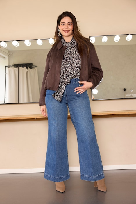 Giacca stile blusotto con effetto pelle scamosciata e collo alla camicia
