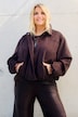 Giacca stile blusotto con effetto pelle scamosciata e collo alla camicia