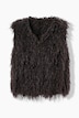 Gilet en fausse fourrure, encolure en V et fermeture à agrafes