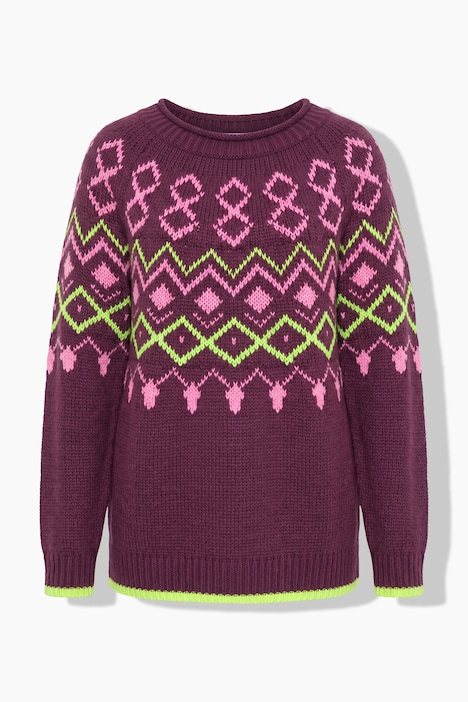 Norweger-Strickpullover, Rundhals, Langarm