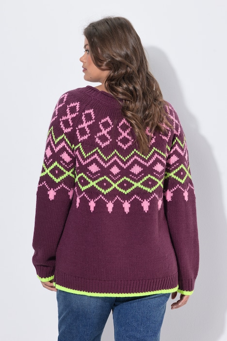 Norweger-Strickpullover, Rundhals, Langarm