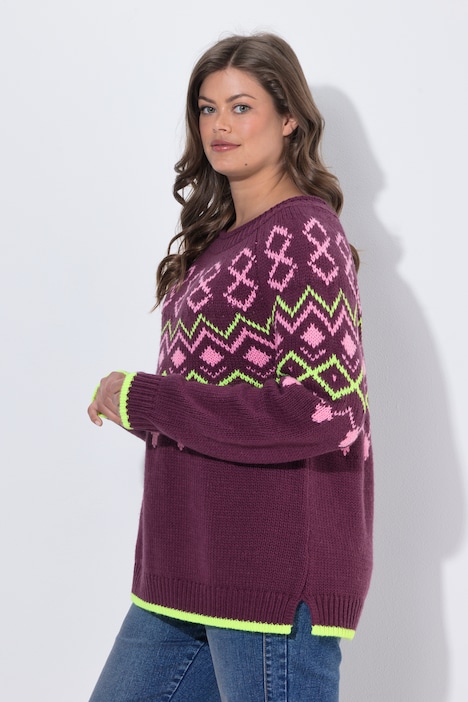 Norweger-Strickpullover, Rundhals, Langarm