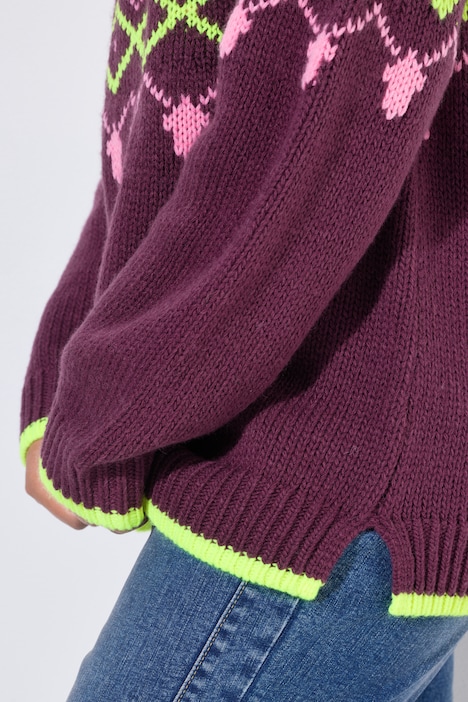 Norweger-Strickpullover, Rundhals, Langarm