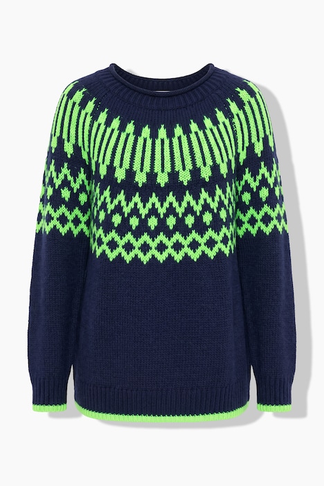 Norweger-Strickpullover, Rundhals, Langarm