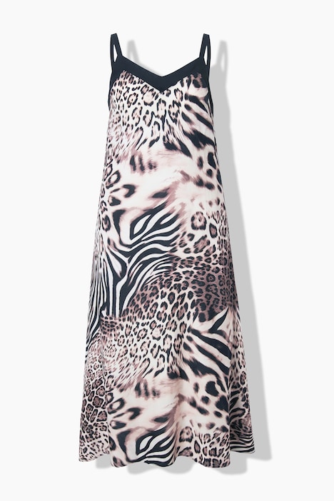 Maxi-jurk, mouwloze A-lijn, leomotief