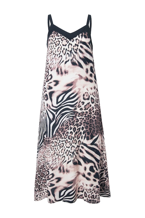 Maxi šaty, áčkový střih bez rukávů, leopardí vzor
