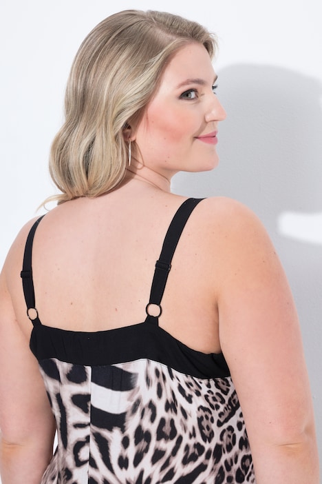 Maxi-jurk, mouwloze A-lijn, leomotief