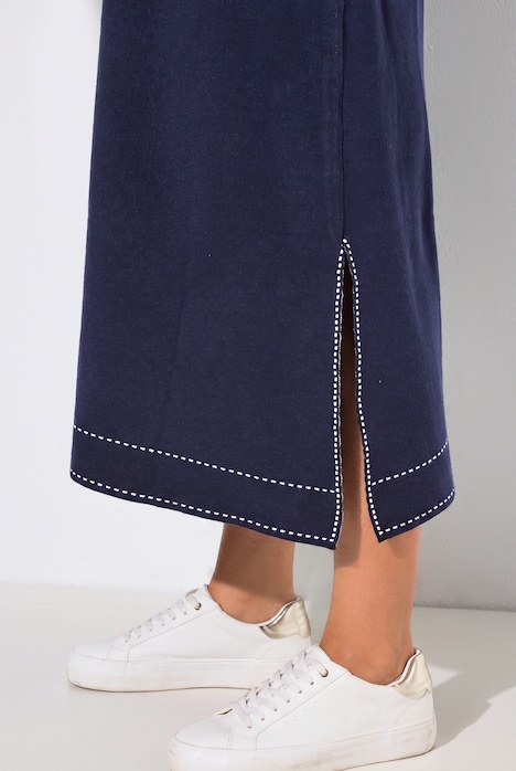 Contrast Stitching Collared Sweater Dress