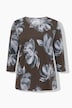 Shirt, Blüten, A-Linie, Tunika-Ausschnitt, 3/4-Arm