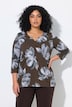 Shirt, Blüten, A-Linie, Tunika-Ausschnitt, 3/4-Arm