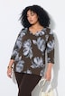 Shirt, Blüten, A-Linie, Tunika-Ausschnitt, 3/4-Arm