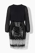 Jerseykleid, Paillettenrock, Rundhals, Ballon-Langarm