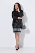 Jerseykleid, Paillettenrock, Rundhals, Ballon-Langarm