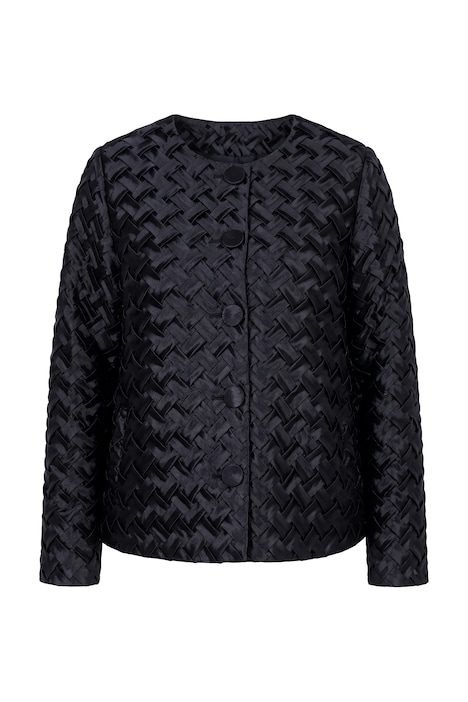 Satin-Jacke, Flecht-Design, A-Linie, Langarm