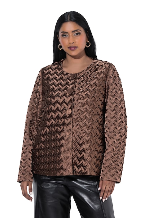 Satin-Jacke, Flecht-Design, A-Linie, Langarm