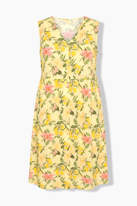 Country Lemon Print Sleeveless Dress