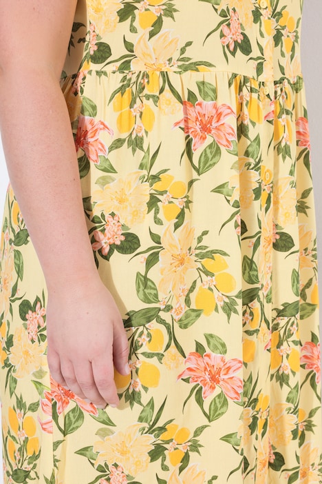 Country Lemon Print Sleeveless Dress