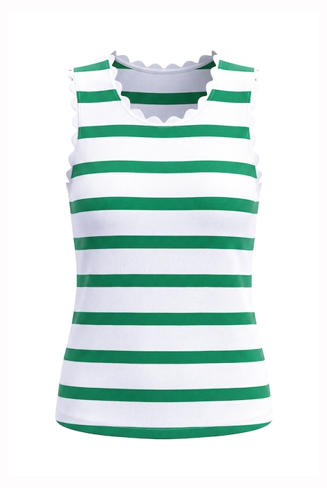 Scalloped Trim Striped Tank