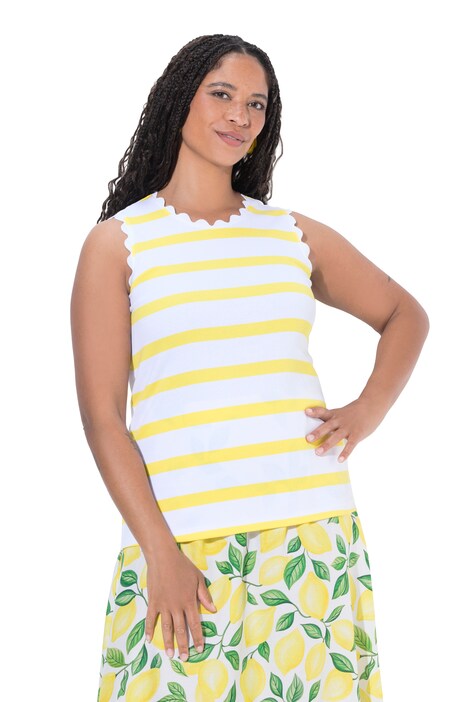 Scalloped Trim Striped Tank