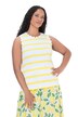 Scalloped Trim Striped Tank