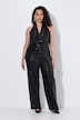 Jumpsuit, Pailletten, Neckholder, V-Ausschnitt, ärmellos
