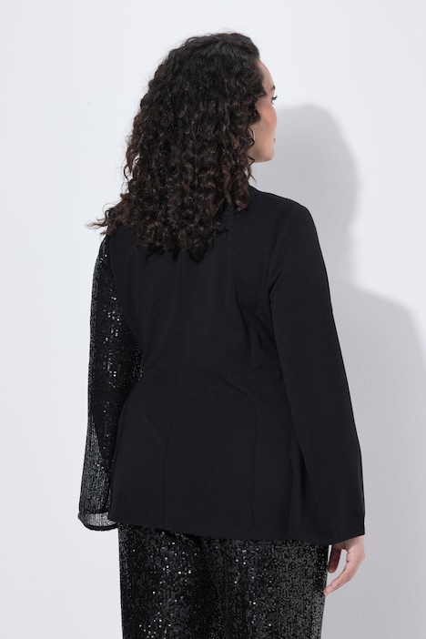 Blazer, Pailletten, Reverskragen, Wickeloptik, Langarm