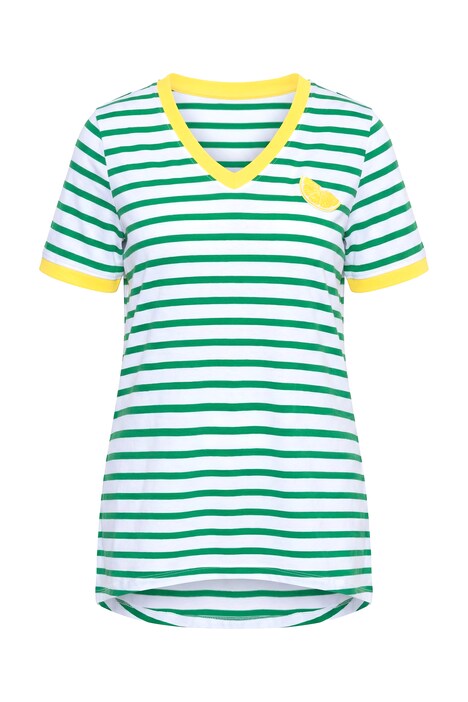 Striped Lemon Motif Short Sleeve Tunic Tee