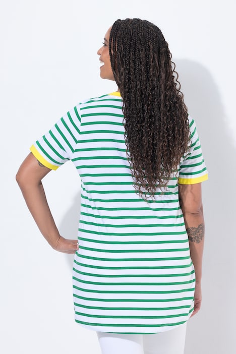 Striped Lemon Motif Short Sleeve Tunic Tee