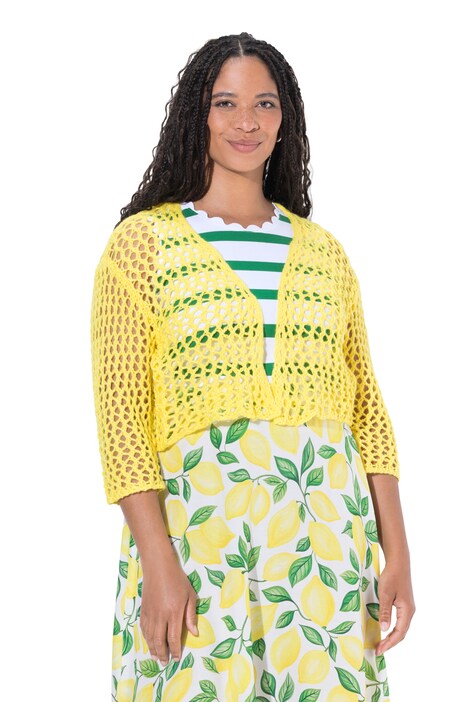 Openwork Knit 3/4 Sleeve Cardigan