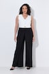Jumpsuit, V-Ausschnitt, Brosche, weites Bein, ärmellos
