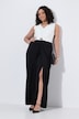 Jumpsuit, V-Ausschnitt, Brosche, weites Bein, ärmellos