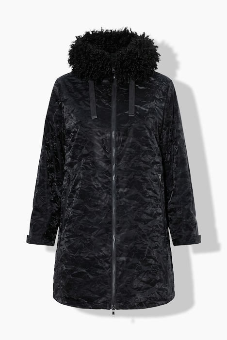 Shiny-Jacke, wasserabweisend, Kapuze, Teddyfleece