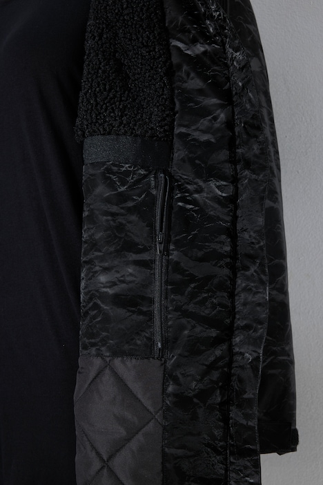 Shiny-Jacke, wasserabweisend, Kapuze, Teddyfleece