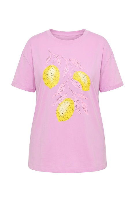 T-Shirt, Boxy Fit, Glitzersteinchen, Zitronen-Motiv