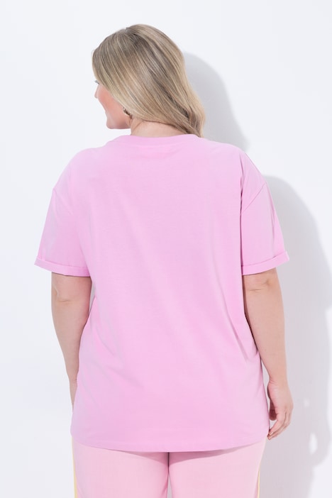 T-Shirt, Boxy Fit, Glitzersteinchen, Zitronen-Motiv