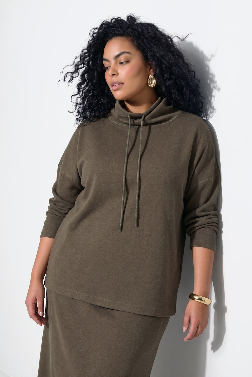Sweatshirt, oversized, opstaande kraag, lange mouwen