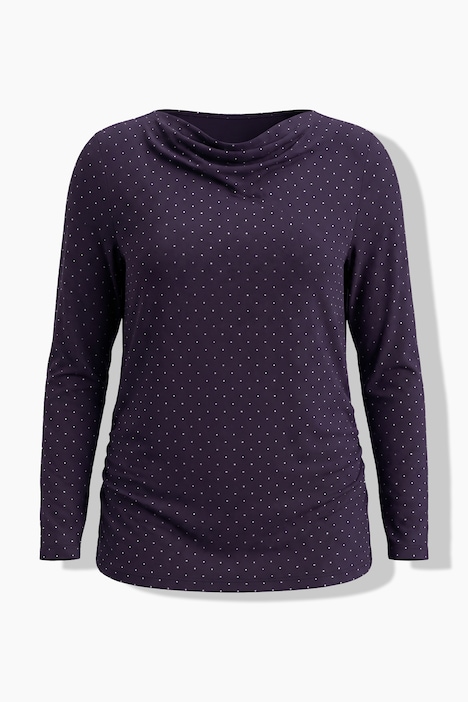Skjorte, dekorative steiner, slim fit, drapert utringning, lange ermer