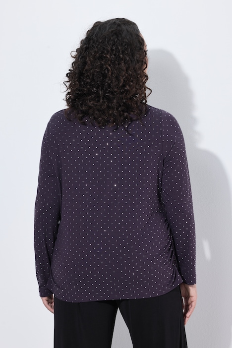 Skjorte, dekorative steiner, slim fit, drapert utringning, lange ermer