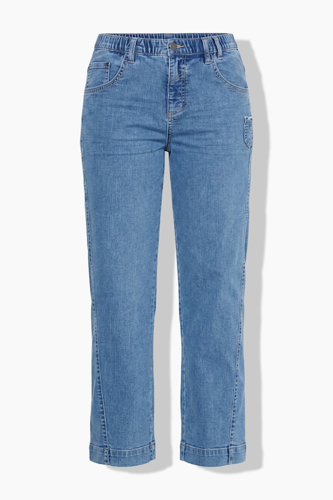 Wide-Leg-Jeans, vorverlegte Naht, Komfortbund