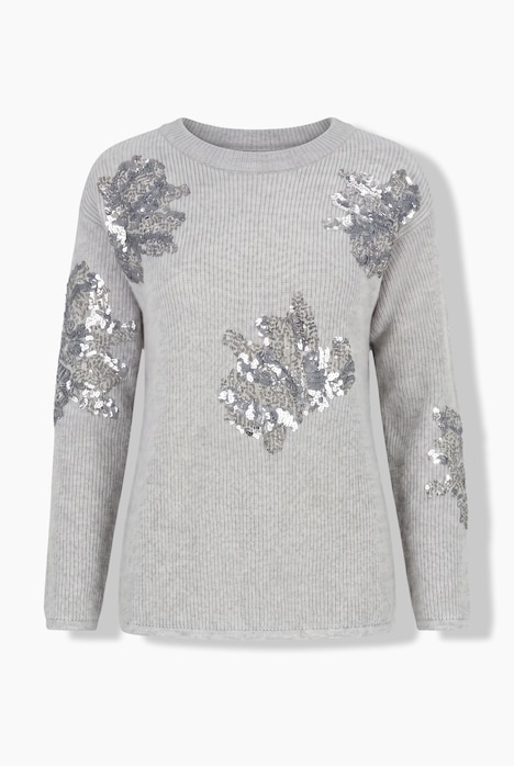 Trui, classic fit, bloemenborduursel, lange mouwen