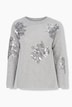 Trui, classic fit, bloemenborduursel, lange mouwen