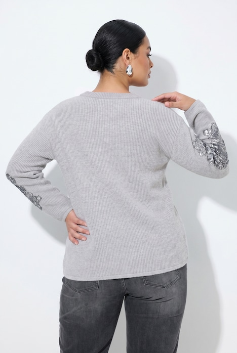 Trui, classic fit, bloemenborduursel, lange mouwen