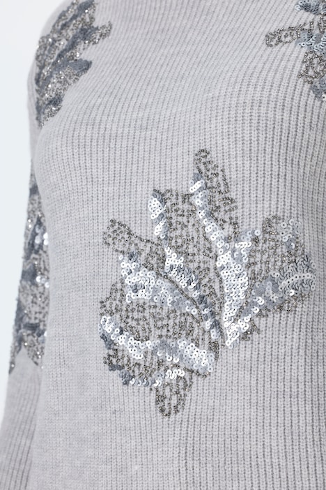Trui, classic fit, bloemenborduursel, lange mouwen