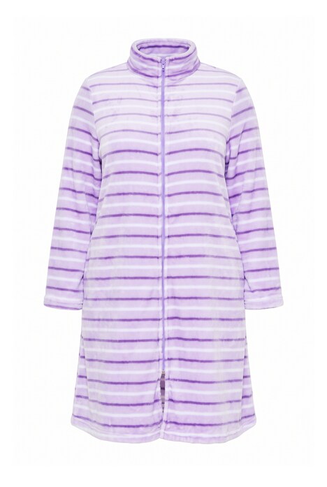Striped Collared Zip-Up Bathrobe