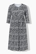 Wave Print 3/4 Sleeve Empire Waist Pocket Dress