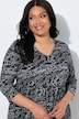 Wave Print 3/4 Sleeve Empire Waist Pocket Dress
